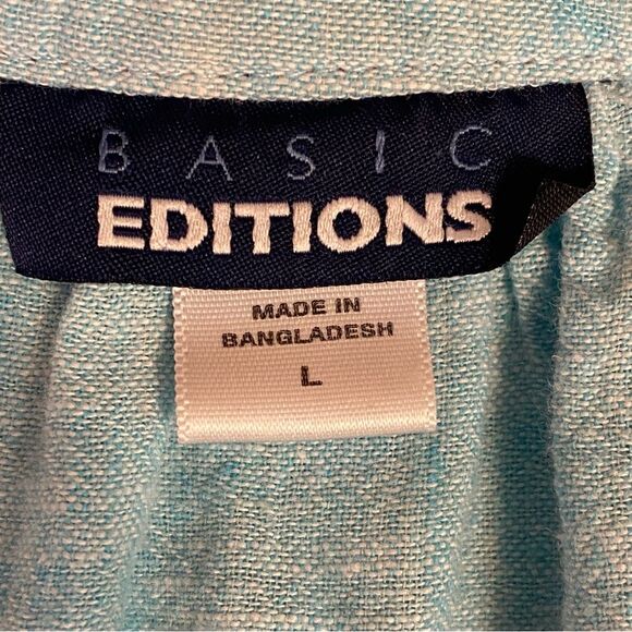Basic Editions Sleeveless Linen Blend Blouse Womens Size Large Button Down - Picture 4 of 7